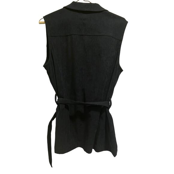 Vintage Cambridge Dry Goods - Medium - Navy Button Up Faux Suede Belted Vest - Picture 5 of 5